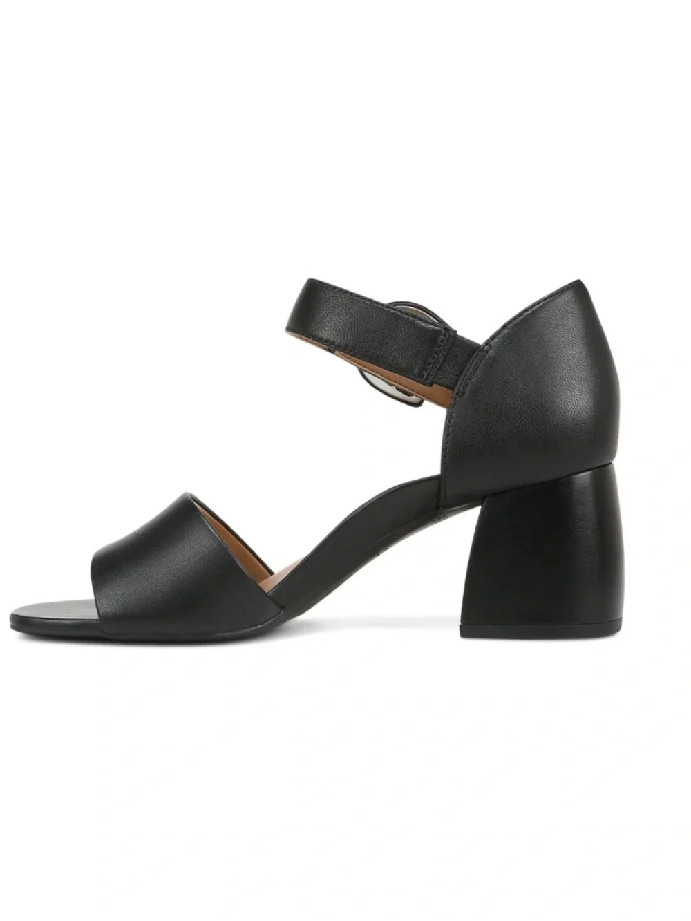 Vionic Chardonnay Black Leather Chunky Heeled Sandals